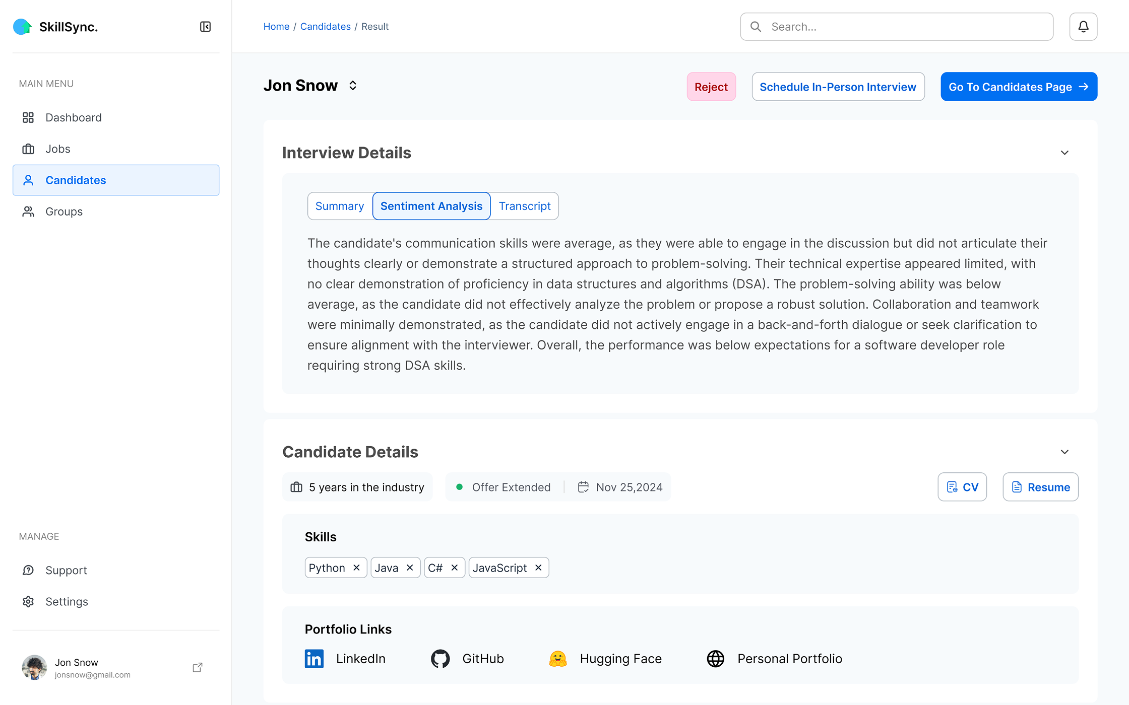 Jobs Table View